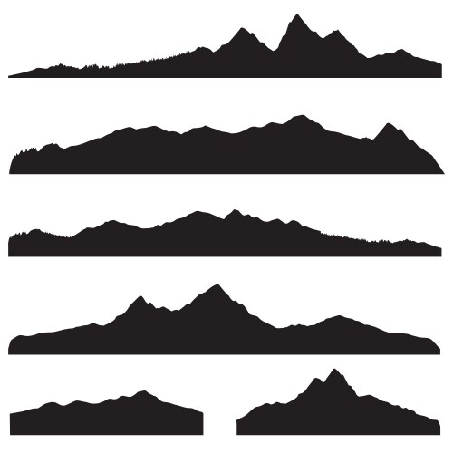 Mountains landscape silhouette set abstract high vector image