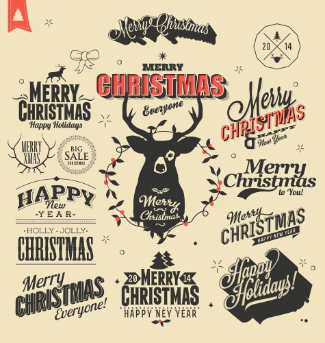 Merry christmas sign and symbols decoration vector image