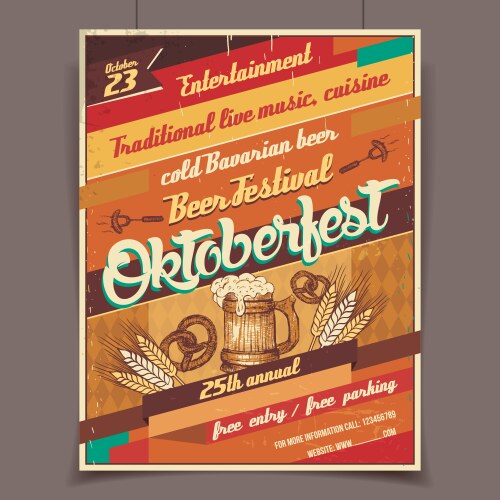 Oktoberfest beer festival retro poster vector image