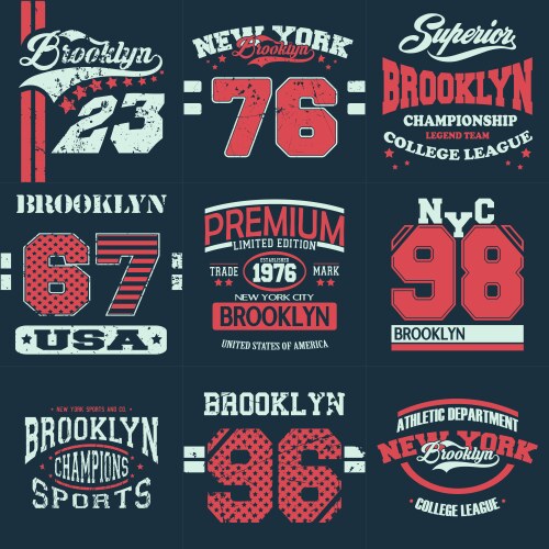 set of 9 brooklyn vector image