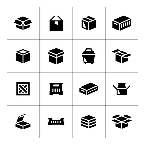 Set icons of box vector image