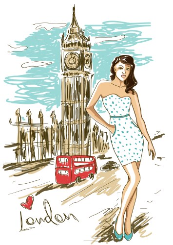 Fashion girl in london vector image