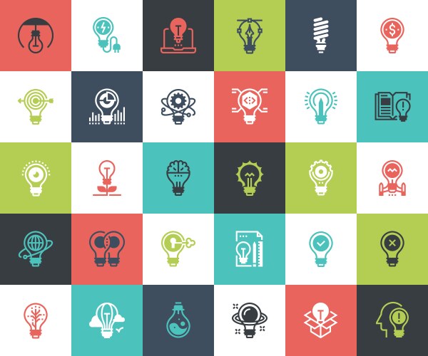 Light bulbs icons vector image