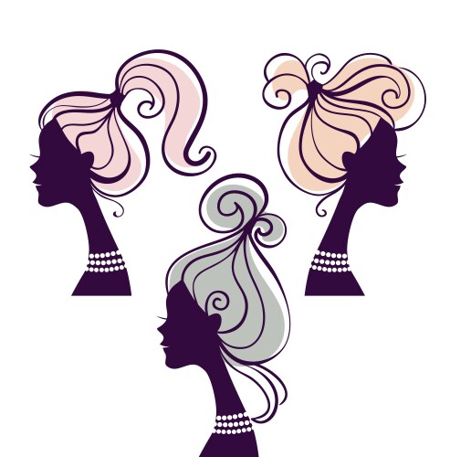 Beautiful women silhouettes vector image