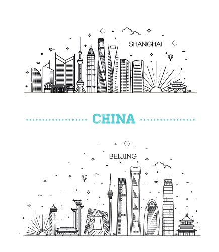 shanghai and beijing china vector image