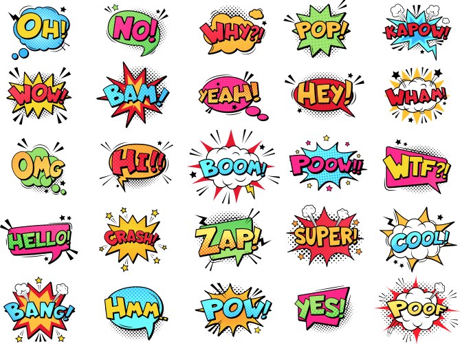 Comic speech bubble cartoon book text vector image