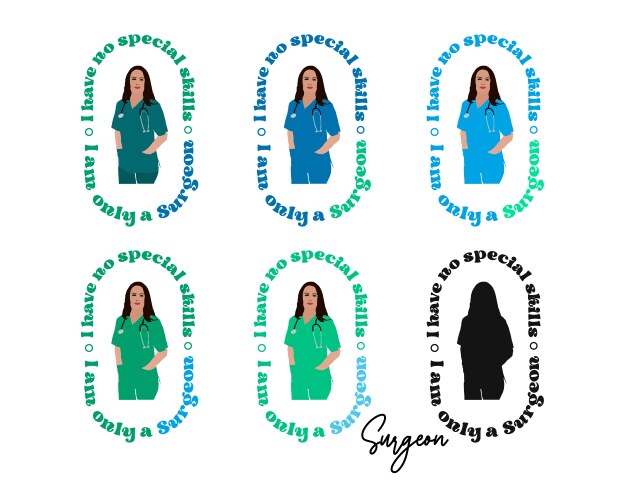 Set of standing women surgeon retro vector image