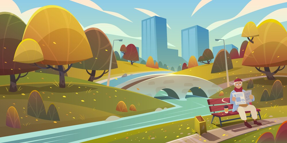 cartoon city park vector image