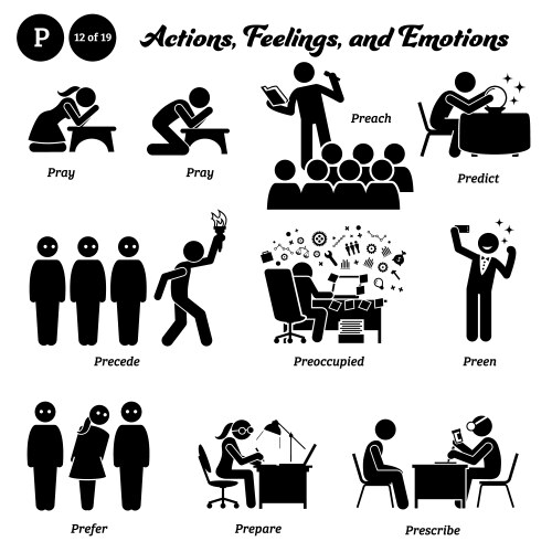 Stick figure human people man action feelings vector image