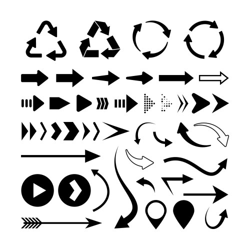 Set arrow icons vector image