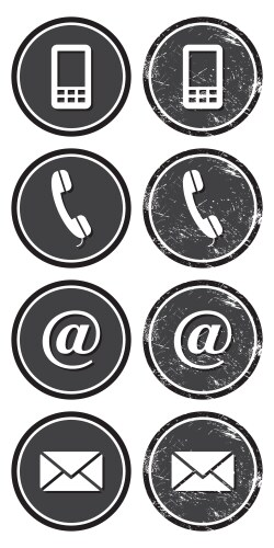 Contact web and internet retro icons set vector image