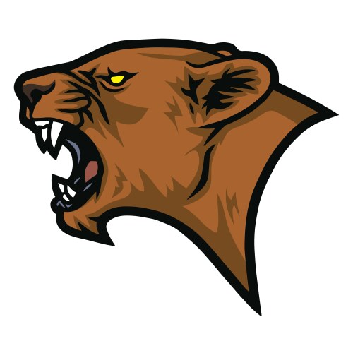 Lioness roaring angry face head logo design vector image