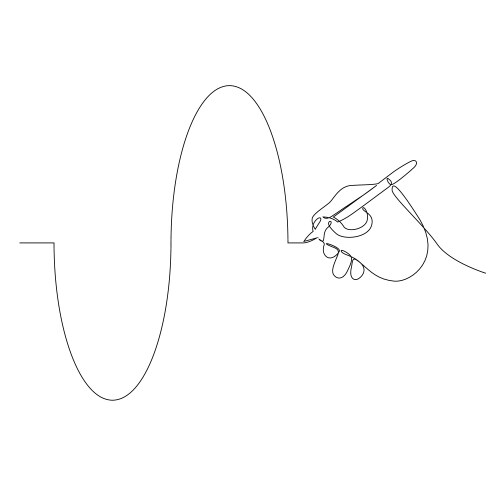 Continuous one line hand draws a sine wave vector image