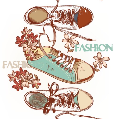 Fashion seamless pattern hand drawn sport boots vector image