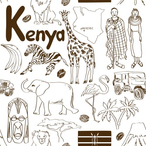 Sketch kenya seamless pattern vector image