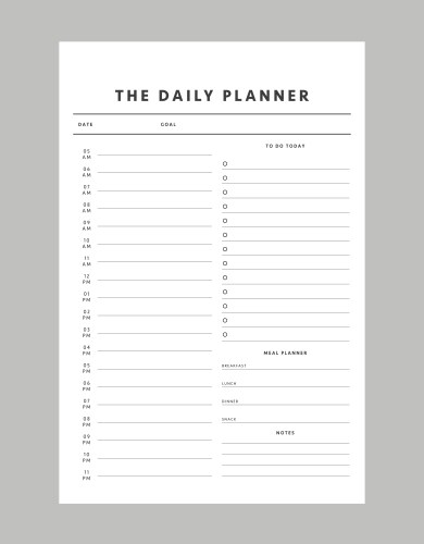 Daily planner template vector image