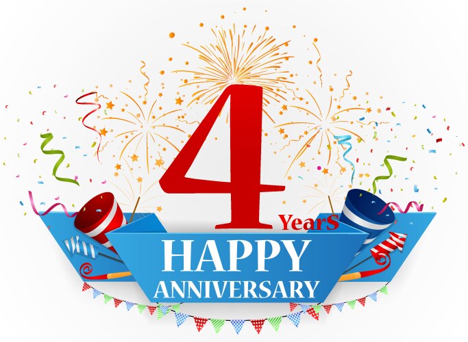 Happy anniversary celebration with fireworks vector image