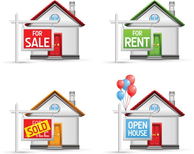 Real estate icons set 3 vector image