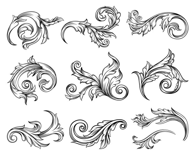 Baroque scroll as element ornament and graphic vector image