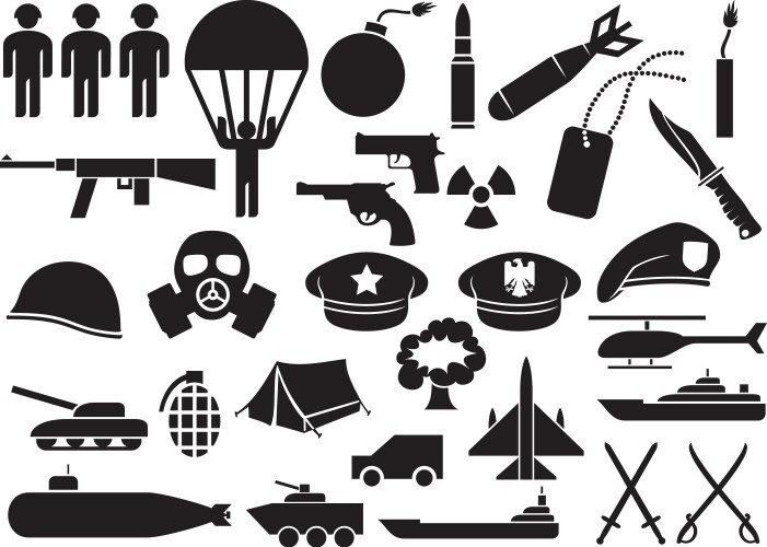 Military icons vector image