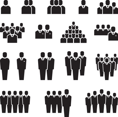 Business team silhouette people employee group vector image