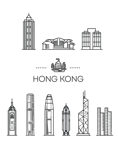 hong kong travel landmark symbols vector image