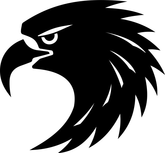 black silhouette head of an eagle on a white vector image