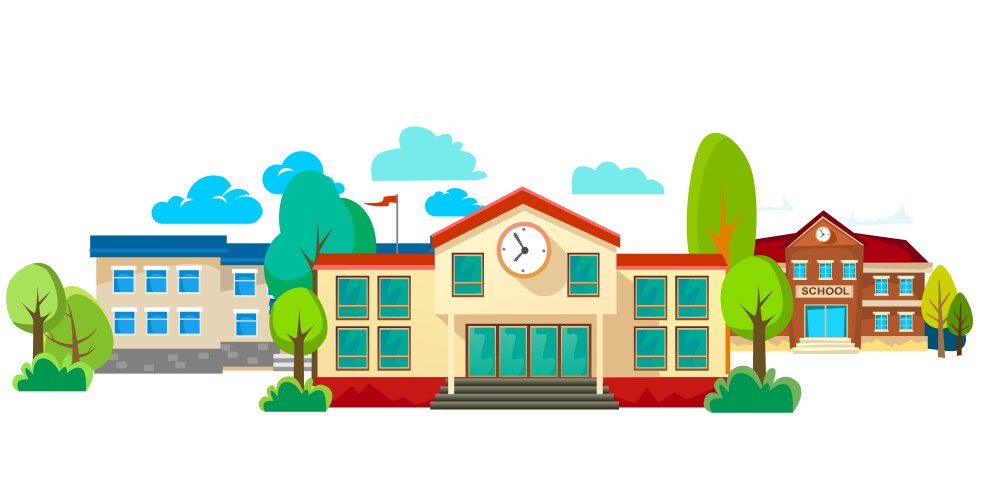 modern school buildings exterior student city vector image