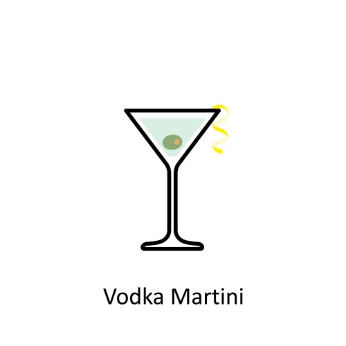 Vodka martini cocktail icon vector image