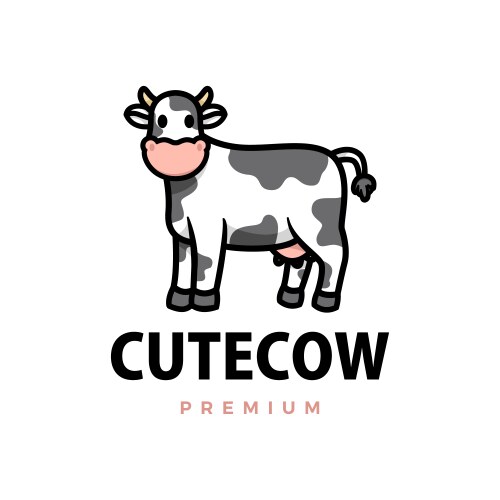 Cute cow cartoon logo icon vector image