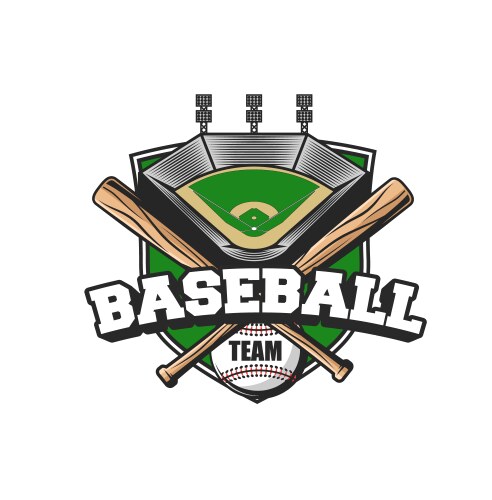 baseball sport team icon ball bats and stadium vector image