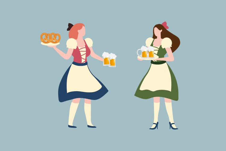 oktoberfest girls in national german traditional vector image