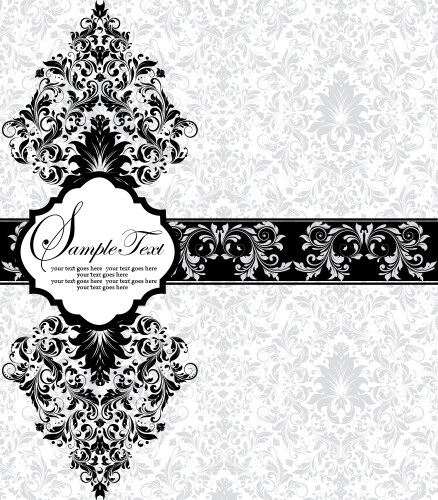 Damask invitation floral card vector image