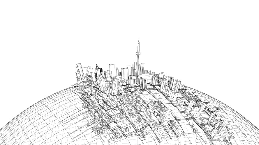 3d city sphere rendering of vector image