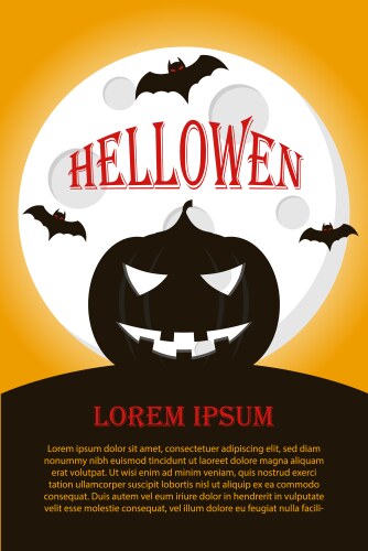 Halloween poster with pumpkin and full moon vector image