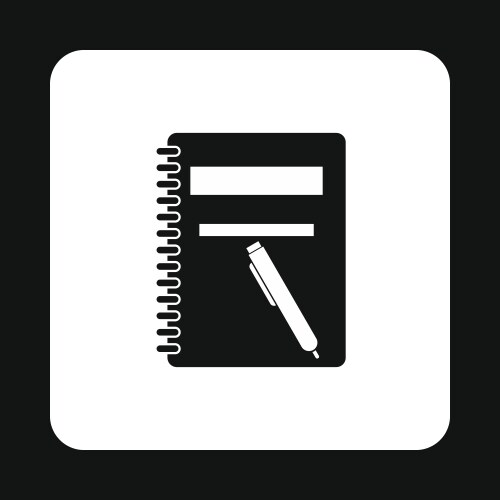 Notebook with pen icon simple style vector image