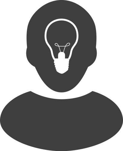 Human head with lamp inside ide icon or logo vector image