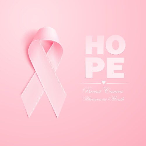 realistic 3d pink silk ribbon breast cancer vector image