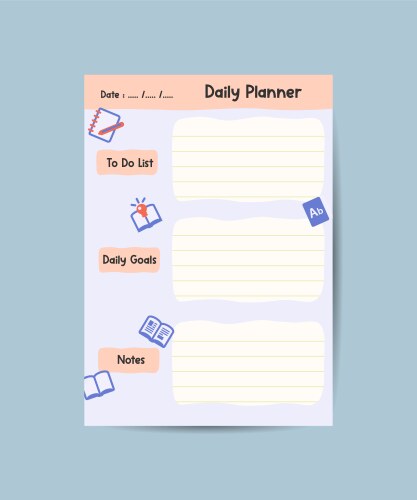 Daily planner note paper to do list stickers vector image