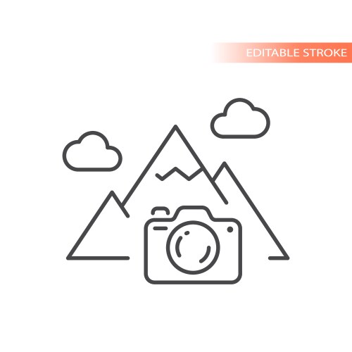 Photo camera nature photography line icon vector image