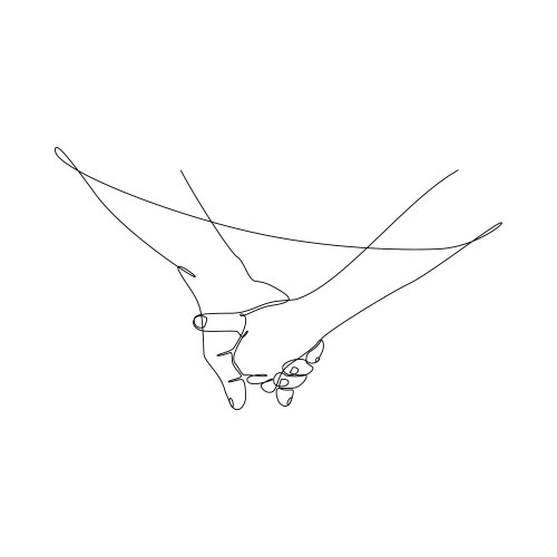 Continuous line drawing male and female hands vector image