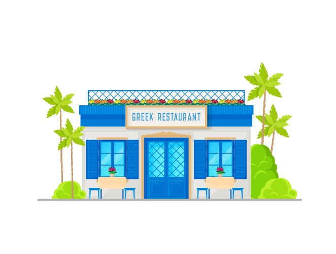 Greek cuisine restaurant building icon vector image