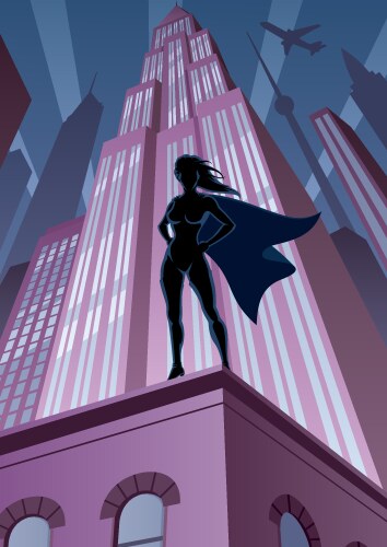 Super heroine in city vector image