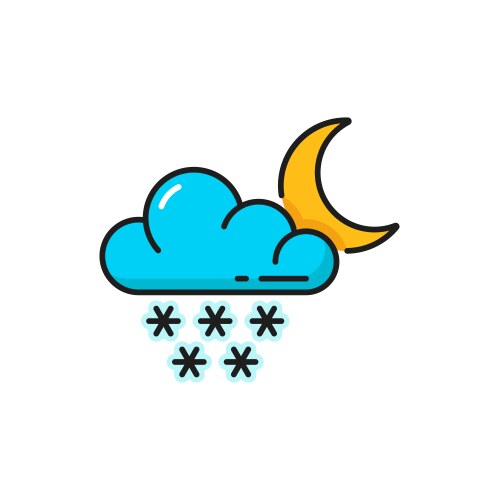 Weather forecast snowfall icon cloud and moon vector image