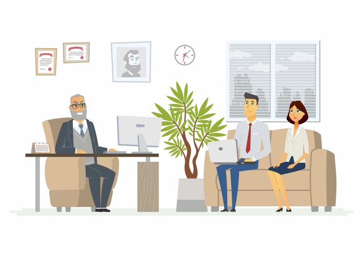 Office head consultation - modern cartoon vector image