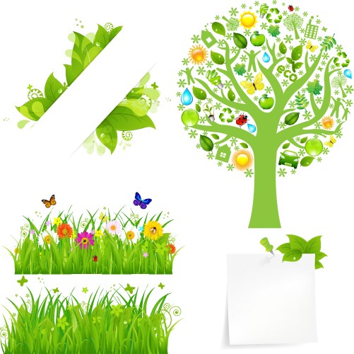 flowers and tree vector image