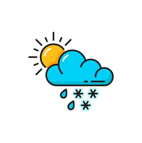 Weather forecast cloud rain snow and sun icon vector image