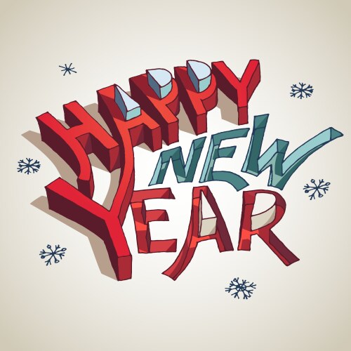 happy new year 3d typography vector image