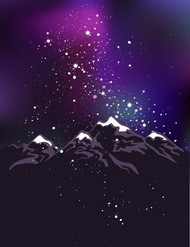 Milky way over the himalayan peaks mountains vector image