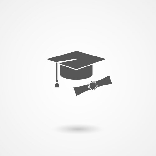 Graduation cap and diploma icon vector image